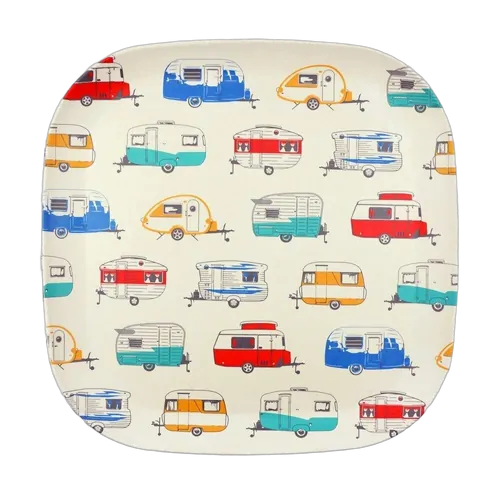 Van Go Collections Bamboo Plate 26cm Seasonal Collection Coloured Caravans