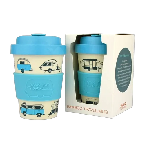 Van Go Collections Bamboo Travel Mug 300ml Van Go Collections 'Hippy Days' Pale Blue