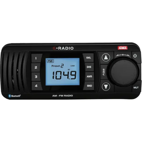 GME GR300BTB AM/FM With Bluetooth Marine Radio - Black