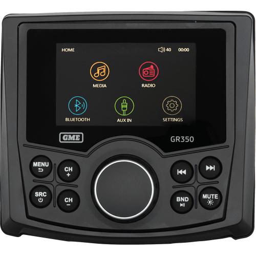 GME GR350BTB AM/FM IP54 Compact Marine Stereo With Bluetooth - Black