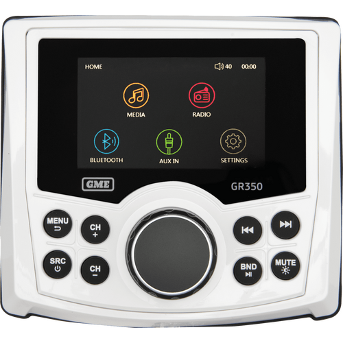 GME GR350BTW AM/FM IP54 Compact Marine Stereo with Bluetooth - White