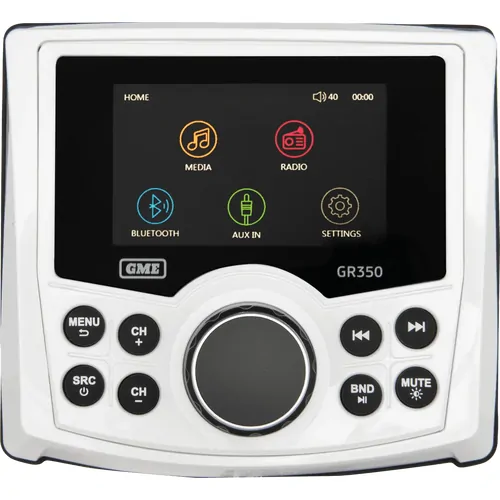 GME GR350BTW AM/FM IP54 Compact Marine Stereo with Bluetooth - White