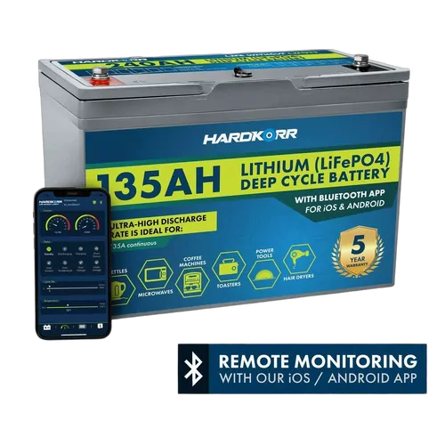 Hardkorr 135Ah Lithium (LiFePO4) Deep Cycle Battery w/Bluetooth