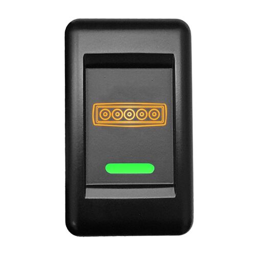 Hulk 4x4 Switch Push Button On/Off 24V Work Light T/S Isuzu Truck Amber/Green Illum