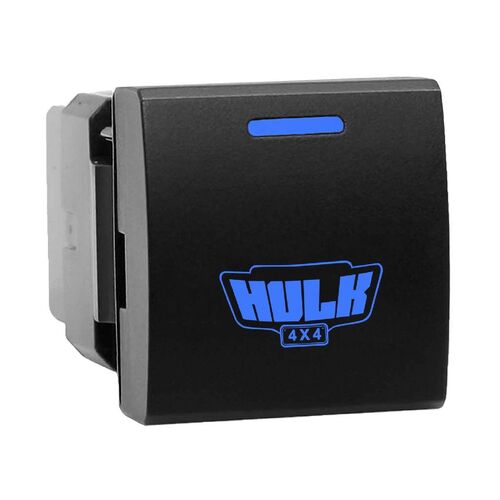 Hulk 4x4 Switch Push Button On/Off 12V Hulk 4X4 Logo to suit Prado 150 Series 2017 On Blue Illum
