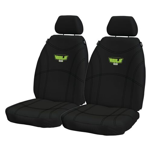 Hulk 4x4 Universal Neoprene Seat Covers Black/Green Stitch Fronts