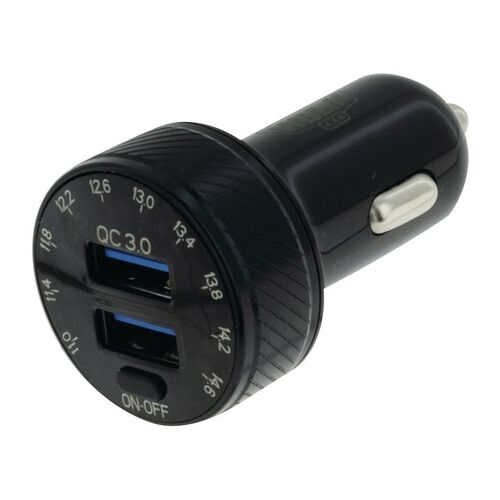 Hulk 4x4 Dual Usb In Car Socket Charger Dual Qc3.0 With Voltmeter &