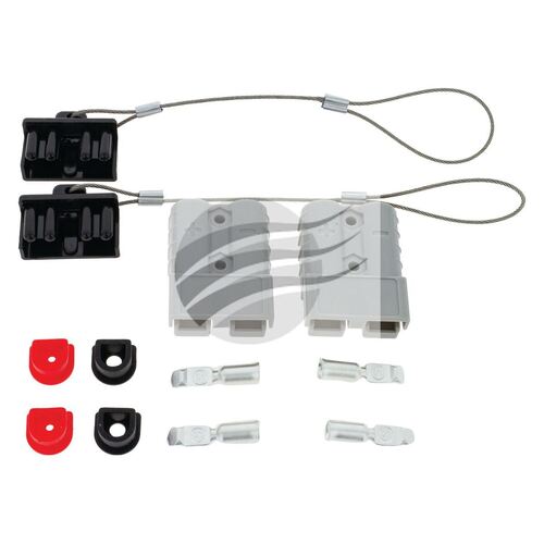 Hulk 4x4 Pkt 2 Grey 50Amp Connector Kit W/2X Plastic Covers, 4X Cable