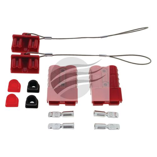 Hulk 4x4 Pkt 2 Red 50Amp Connector Kit W/2X Plastic Covers, 4X Cable