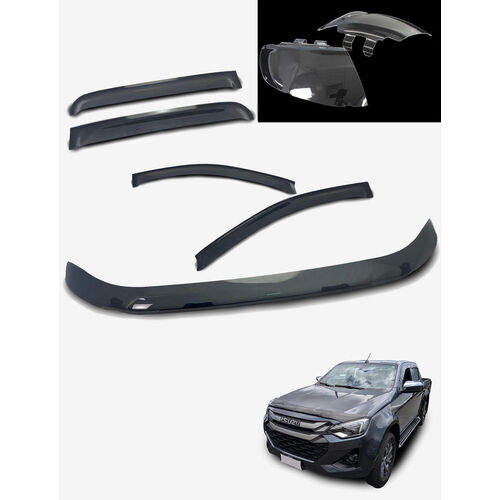 Sunland-Protection Bonnet Protector, Weathershields And Headlight Protects To Suit Isuzu D-Max 04/24 - On Tinted