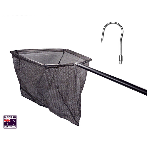 Hookem Landing Net/Gaff Interchangeable Combo 8 X 85mm Head - ( 60 X 55cm) Hoop - Extra Large Enviro - 60cm Deep - 1.2M