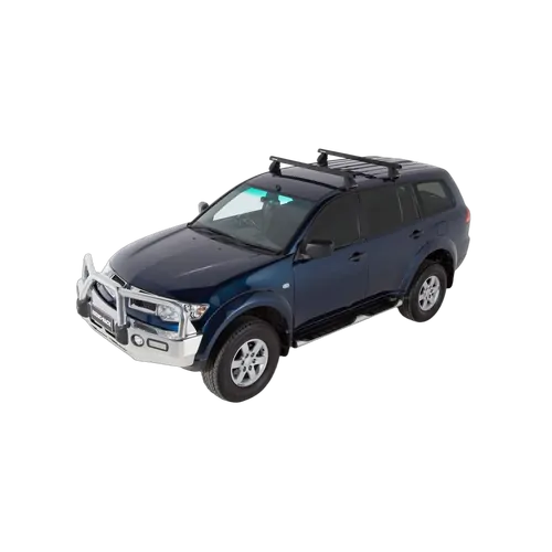 Rhino Rack Heavy Duty 2500 Black 2 Bar Roof Rack For Mitsubishi Challenger Pb 4Dr Suv 12/09 To 12/15