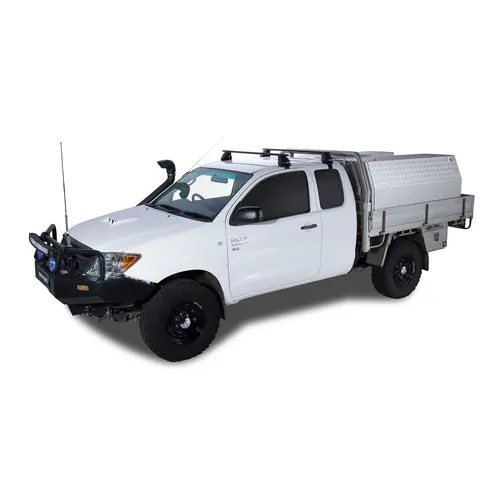 Rhino Rack Euro 2500 Black 2 Bar Roof Rack For Toyota Hilux Gen 7 2Dr Ute Extra Cab 04/05 To 09/15