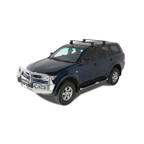 Rhino Rack Euro 2500 Black 2 Bar Roof Rack For Mitsubishi Challenger Pb 4Dr Suv 12/09 To 12/15