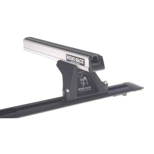 Rhino Rack Heavy Duty Rltf Trackmount Silver 2 Bar Roof Rack For Mitsubishi Triton Ml/Mn 4Dr Ute Dual Cab 07/06 To 03/15