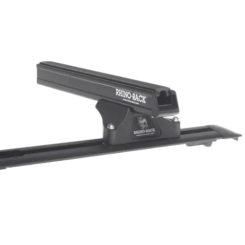Rhino Rack Heavy Duty RLTP Trackmount Black 2 Bar Roof Rack to suit NISSAN Navara D40 (RX) 4dr Ute Dual Cab 05 to 15