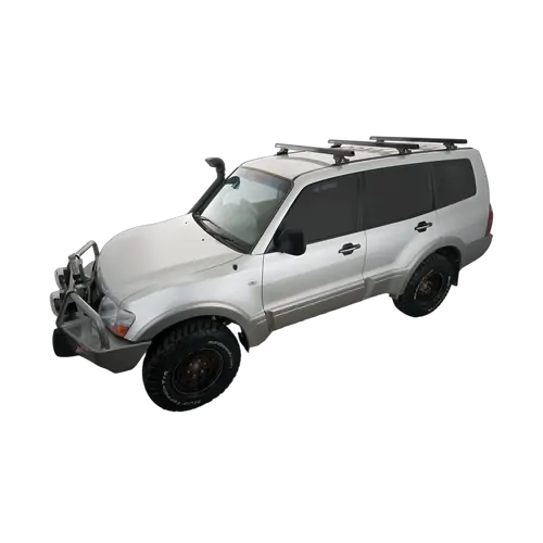 Rhino Rack Heavy Duty Rltp Trackmount Black 3 Bar Roof Rack For Mitsubishi Pajero Nm - Np 4Dr 4Wd Lwb 05/00 To 10/06