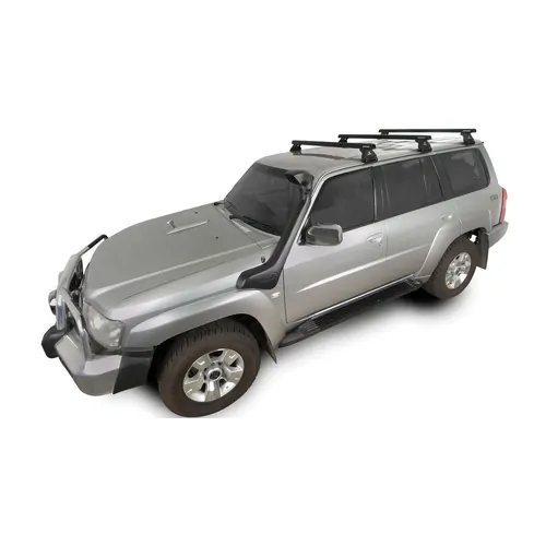 Rhino Rack Heavy Duty Rl110 Black 3 Bar Roof Rack For Nissan Patrol Gu, Y61 4Dr 4Wd Lwb 12/97 To 04/17