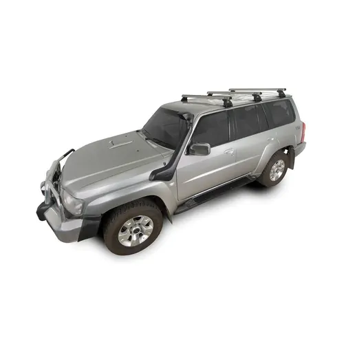 Rhino Rack Heavy Duty Rl110 Silver 3 Bar Roof Rack For Nissan Patrol Gu, Y61 4Dr 4Wd Lwb 12/97 To 04/17
