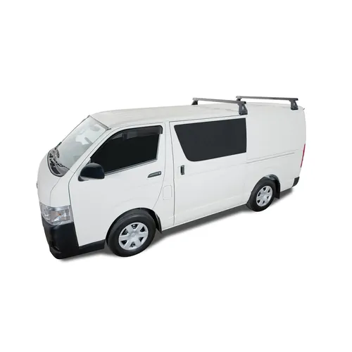 Rhino Rack Heavy Duty RL150 Black 2 Bar Roof Rack to suit TOYOTA Hiace Gen 4 2dr Van 89 to 05