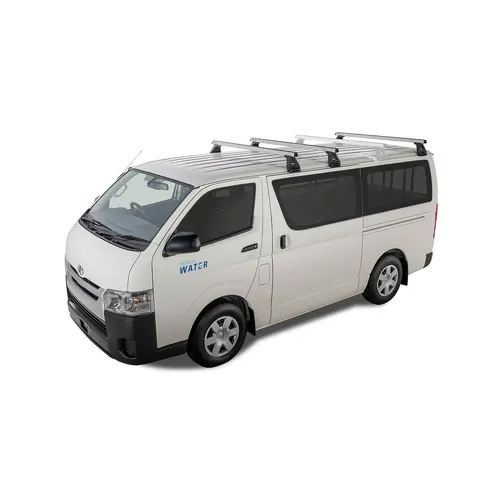 Rhino Rack Heavy Duty Rl150 Silver 3 Bar Roof Rack For Toyota Hiace Gen 4 2Dr Van 11/89 To 02/05