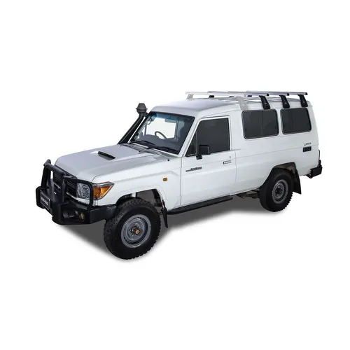 Rhino Rack Heavy Duty Rl210 Silver 3 Bar Roof Rack For Toyota Landcruiser 78 Series 2Dr 4Wd Troop Carrier 03/07 On