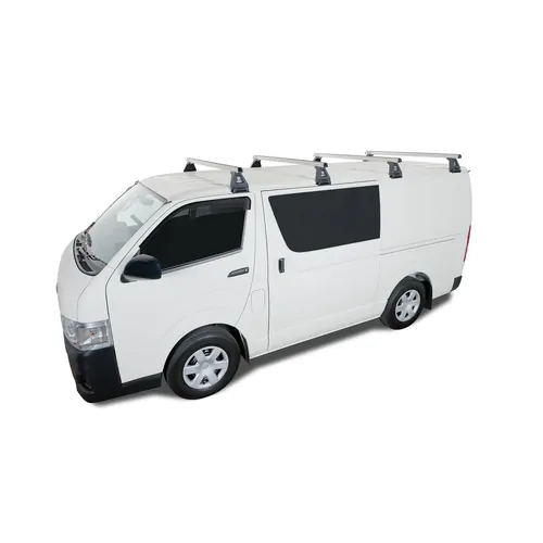 Rhino Rack Heavy Duty RL150 Silver 4 Bar Roof Rack to suit TOYOTA Hiace Gen 4 2dr Van 89 to 05