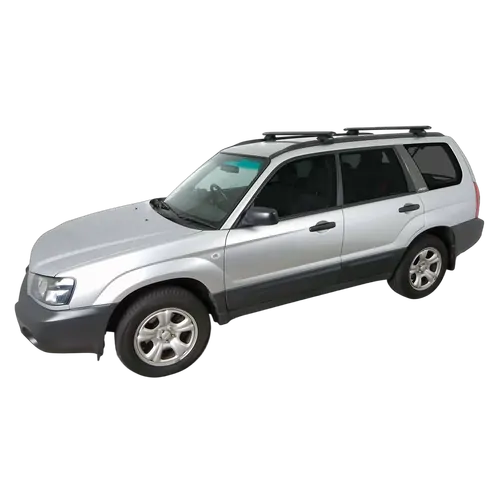 Rhino Rack Vortex Sx Black 2 Bar Roof Rack For Subaru Forester 5Dr Wagon With Roof Rails 07/02 To 02/08