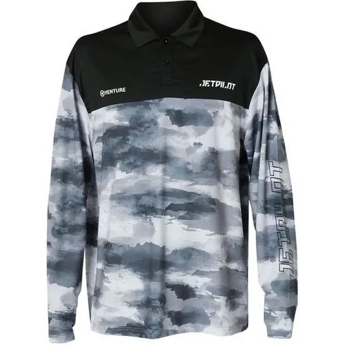 Jetpilot 2023 Venture Long Sleeve Fishing Polo Grey Camo - Size Large