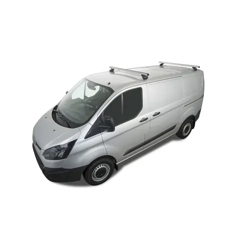 Rhino Rack Heavy Duty Rltp Silver 2 Bar Roof Rack For Ford Transit Custom 2Dr Van Swb 02/14 On