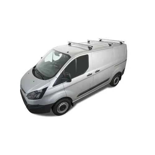 Rhino Rack Heavy Duty RLTP Silver 3 Bar Roof Rack to suit FORD Transit Custom Gen1 2dr Van SWB 14 to