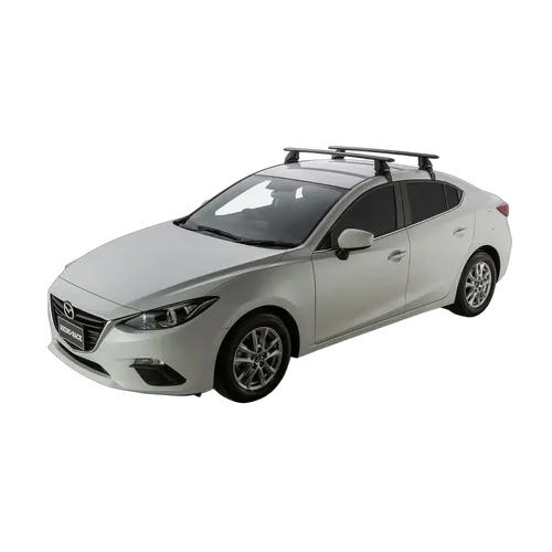 Rhino Rack Vortex 2500 Black 2 Bar Roof Rack For Mazda Mazda 3 Gen 3 Bm/Bn 4Dr Sedan 01/14 To 03/19