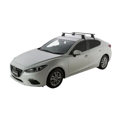 Rhino Rack Euro 2500 Black 2 Bar Roof Rack For Mazda Mazda 3 Gen 3 Bm/Bn 4Dr Sedan 01/14 To 03/19