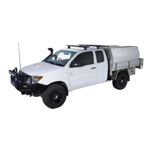Rhino Rack Heavy Duty Rlt600 Trackmount Black 2 Bar Roof Rack For Toyota Hilux Gen 7 2Dr Ute Extra Cab 04/05 To 09/15