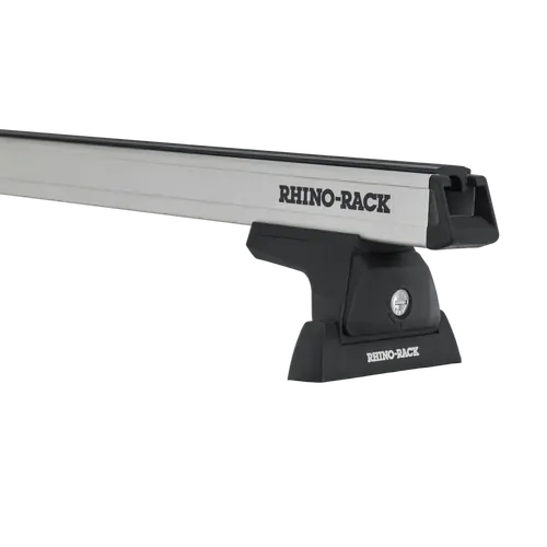 Rhino Rack Heavy Duty Rlt600 Trackmount Silver 2 Bar Roof Rack For Nissan Navara (Pre Facelift) Np300 4Dr Ute Dual Cab 15 To 21