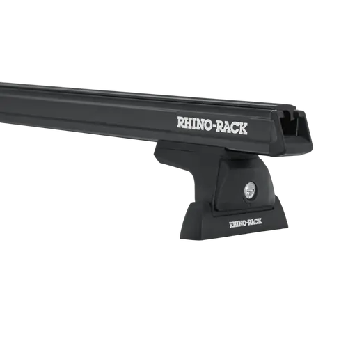 Rhino Rack Heavy Duty RLT600 Trackmount Black 2 Bar Roof Rack to suit NISSAN Navara (pre facelift) NP300 4dr Ute Dual Cab 15 to 21