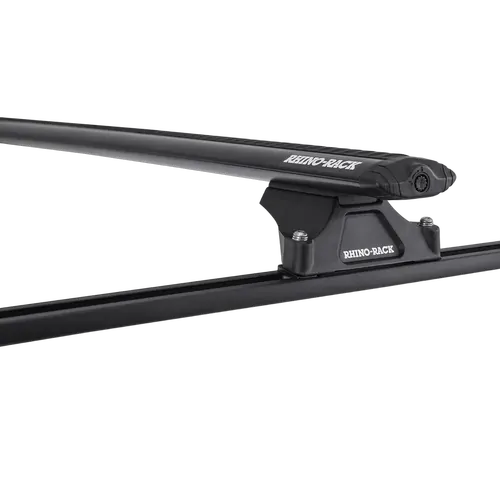 Rhino Rack Vortex Rltp Trackmount Black 2 Bar Roof Rack For Nissan Navara 4Dr Ute Dual Cab 01/86 To 02/97
