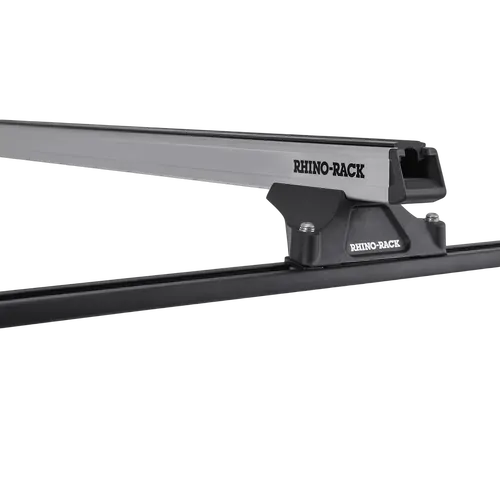 Rhino Rack Heavy Duty RLTP Trackmount Silver 2 Bar Roof Rack to suit FORD F-250 4dr Ute Crew Cab 03 to 07