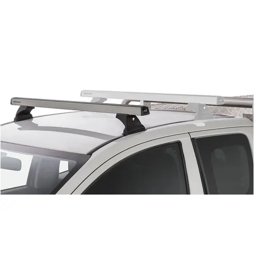 Rhino Rack Heavy Duty Rlt600 Ditch Mount Silver 1 Bar Roof Rack (Front) For Mitsubishi Triton Gen5 Mq/Mr 2Dr Ute Extra Cab 04/15 On
