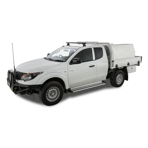 Rhino Rack Heavy Duty RLT600 Ditch Mount Black 1 Bar Roof Rack (Front) to suit MITSUBISHI Triton Gen5 MQ/MR 2dr Ute Extra Cab 15 to