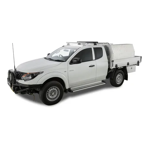 Rhino Rack Heavy Duty RLT600 Ditch Mount Black 1 Bar Roof Rack (Rear) to suit MITSUBISHI Triton Gen5 MQ/MR 2dr Ute Extra Cab 15 to