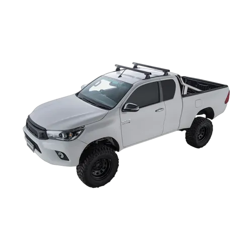 Rhino Rack Heavy Duty Rlt600 Trackmount Black 2 Bar Roof Rack For Toyota Hilux Gen 8 2Dr Ute Extra Cab 10/15 To 20