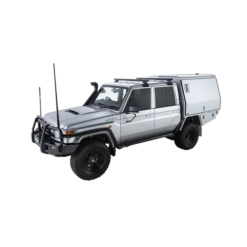 Rhino Rack Heavy Duty RL110 Black 2 Bar Roof Rack to suit TOYOTA LandCruiser 79 Series 4dr 4WD Double Cab 07 to