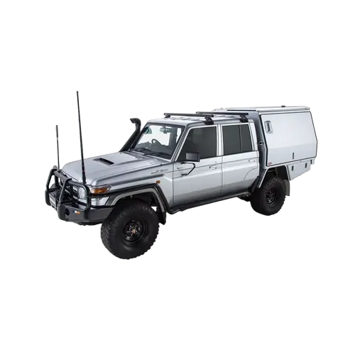 Rhino Rack Heavy Duty Rl110 Black 2 Bar Roof Rack For Toyota Landcruiser 79 Series 4Dr 4Wd Double Cab 03/07 On