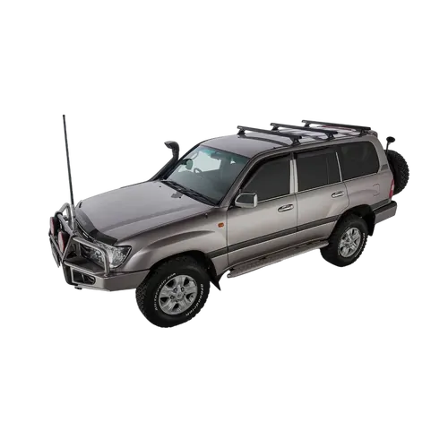 Rhino Rack Heavy Duty Rch Silver 3 Bar Roof Rack For Toyota Landcruiser 100 Series 4Dr 4Wd 03/98 To 10/07