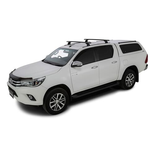 Rhino Rack Vortex Rch Trackmount Black 2 Bar Roof Rack For Toyota Hilux Gen 8 4Dr Ute Double Cab 10/15 On