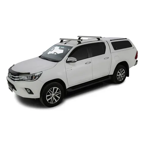 Rhino Rack Heavy Duty Rch Trackmount Silver 2 Bar Roof Rack For Toyota Hilux Gen 8 4Dr Ute Double Cab 10/15 On