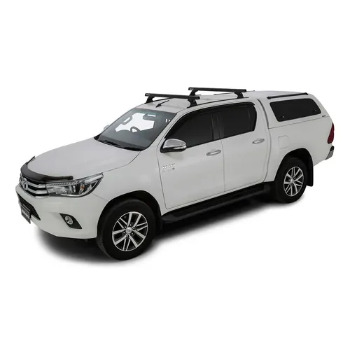 Rhino Rack Heavy Duty Rch Trackmount Black 2 Bar Roof Rack For Toyota Hilux Gen 8 4Dr Ute Double Cab 10/15 On