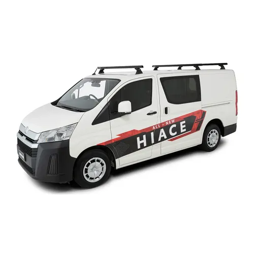 Rhino Rack Heavy Duty RCH Black 3 Bar Roof Rack to suit TOYOTA Hiace Gen 6 2dr Van LWB 19 to