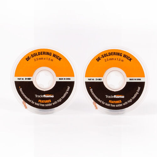 Tradeflame De-Soldering Wick - 2.5 Mm X 1.5 Mm 2 Pack